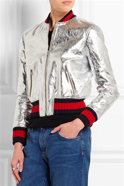 gucci silver bomber jacket